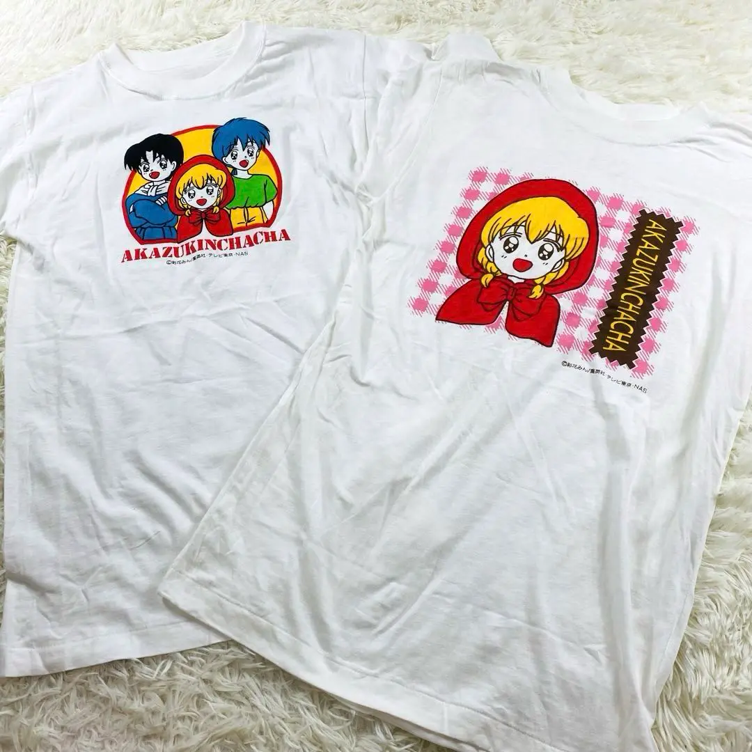 赤ずきんチャチャ 当時物 Tシャツ ヴィンテージ 古着 ホワイト Lサイズ 白 90s 赤ずきんチャチャ プリント Tシャツ 少女漫画 りぼん 集英社