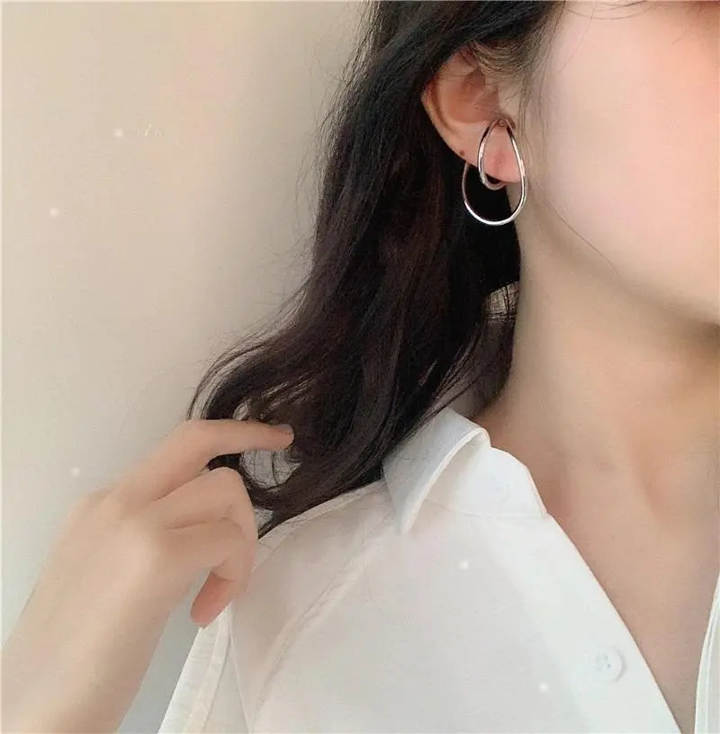 Thumbnail of Silver Double Hoop Ear Cuff Earrings