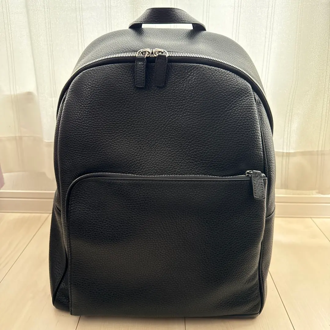 Thumbnail of Italian-made black leather backpack