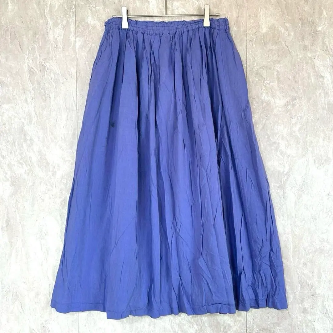 Thumbnail of [Green Label Relaxing] Long Flare Skirt, Size L Equivalent, Blue, Cotton Blend