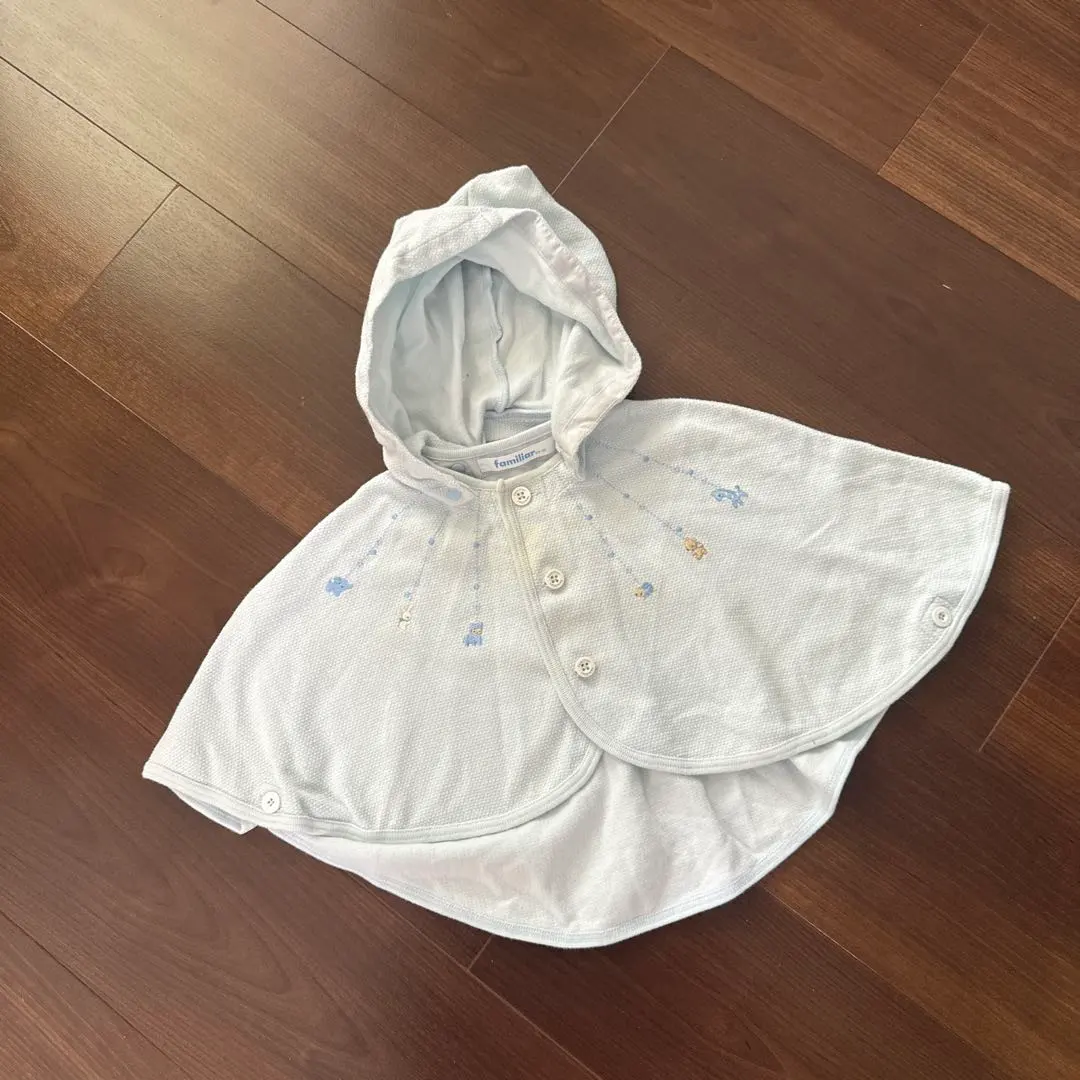 Thumbnail of Light blue baby poncho with hood