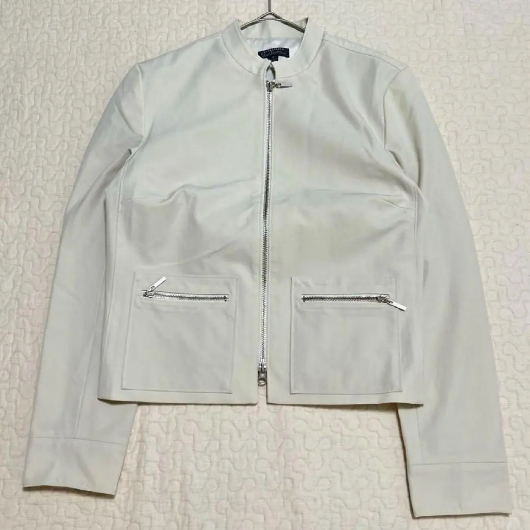 Thumbnail of No-collar blouson jacket outerwear long sleeve zip-up solid color a1919