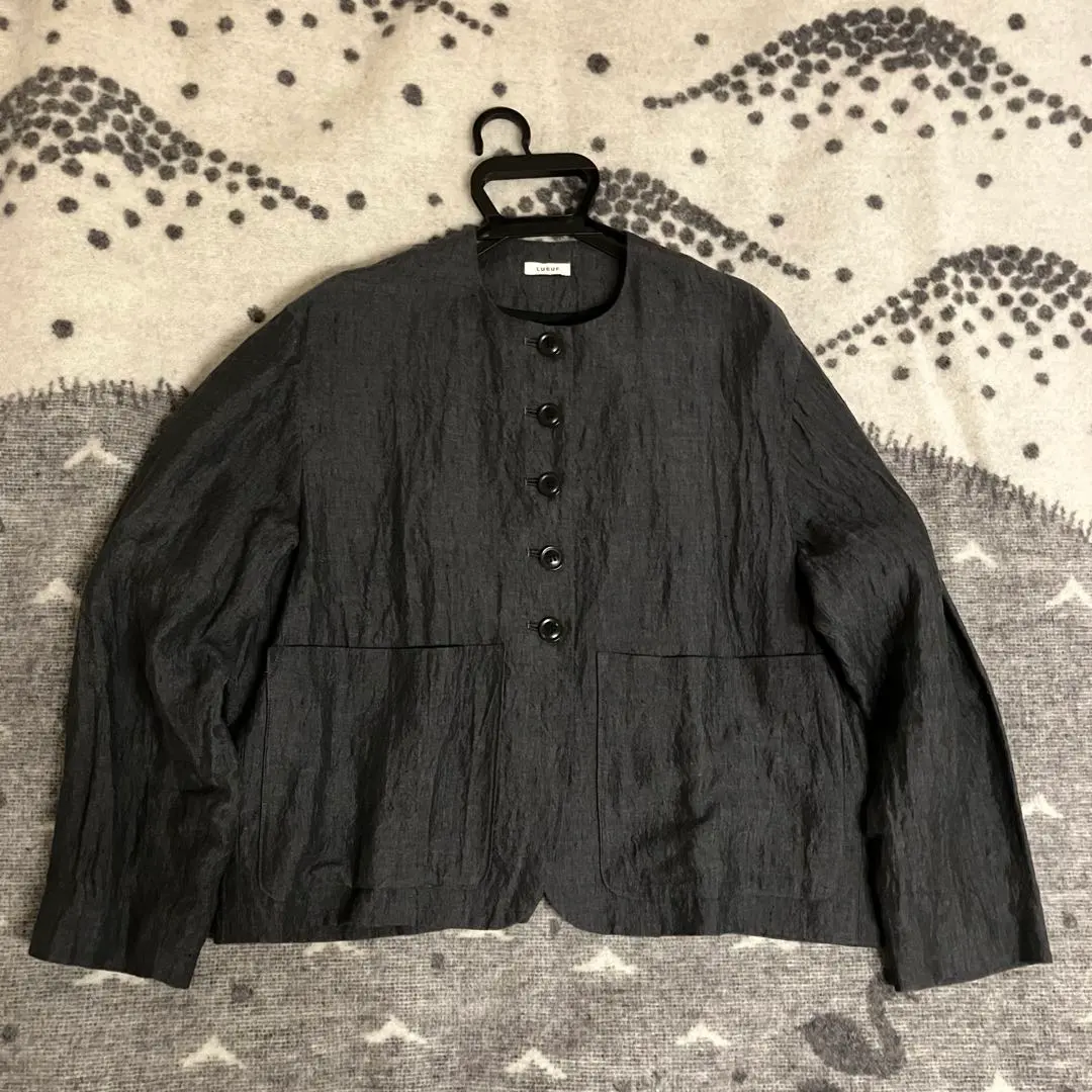 新品 グランマママドーター 20SS リネンノーカラージャケット 0 ゆったり 新品 グランマママドーター 20SS リネンノーカラージャケット 0