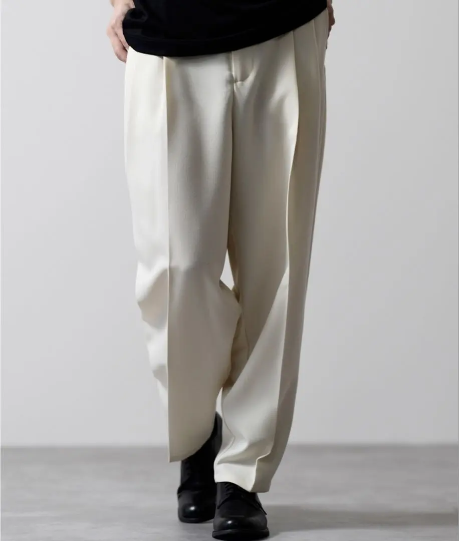 Thumbnail of CLEL Slacks - Ivory Wide Pants TR Loose Tapered Slacks