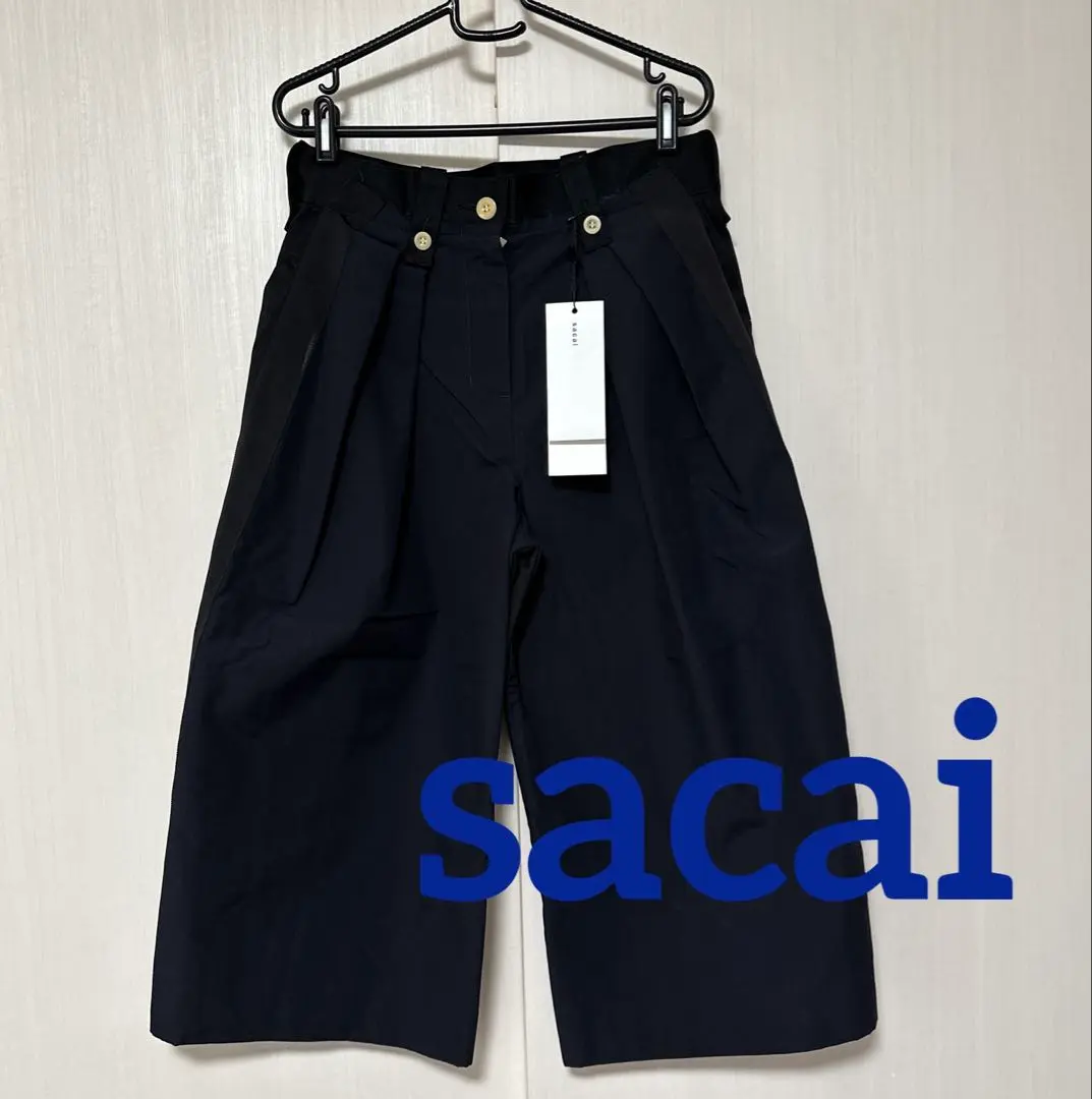 【サカイSacai】ウールクロップドワイドパンツ　日本製 サカイSacai】ウールクロップドワイドパンツ日本製