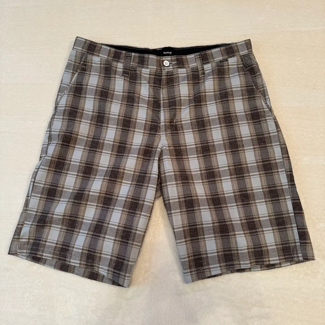 Thumbnail of Hurley Brown Checkered Half Pants 34 L Size