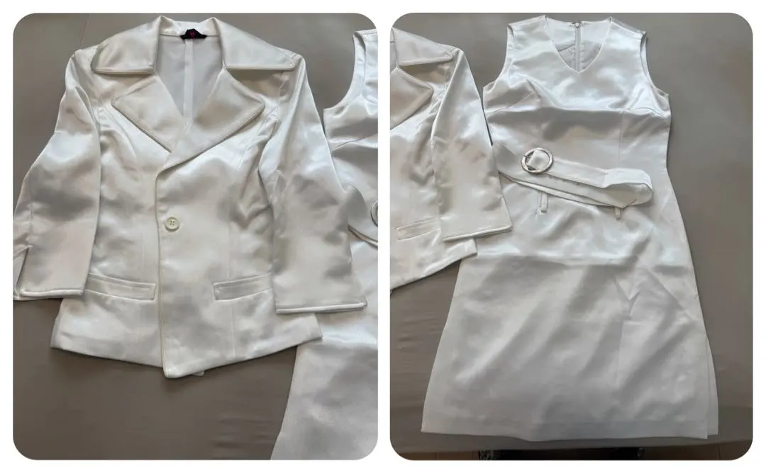 白色套裝 洋裝 外套 的縮圖