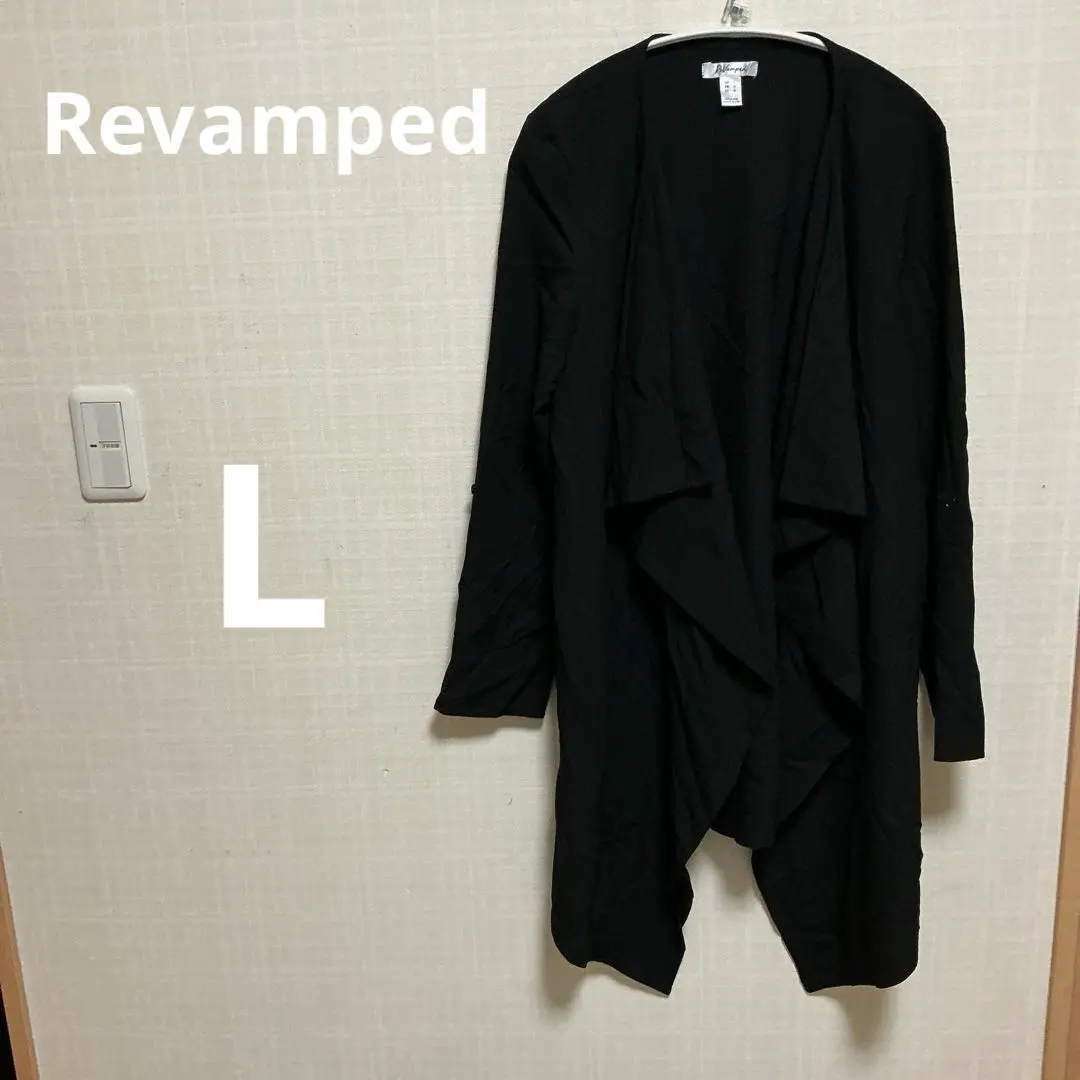 Thumbnail of Revamped 【L】Black Drape Long Cardigan Asymmetrical