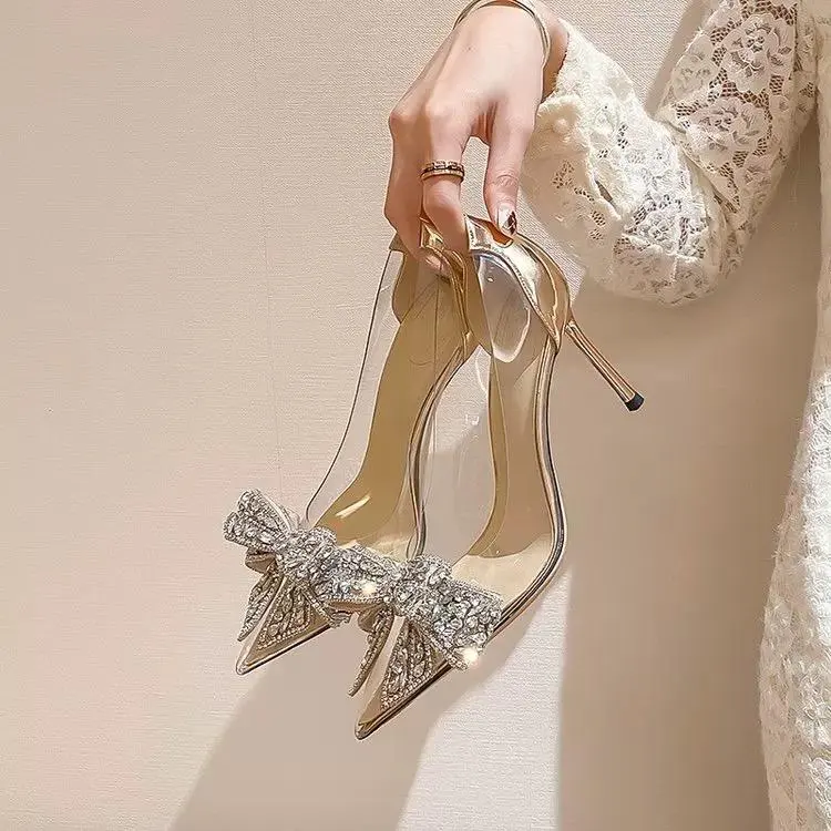 Thumbnail of Clear Jewel Ribbon High Heels