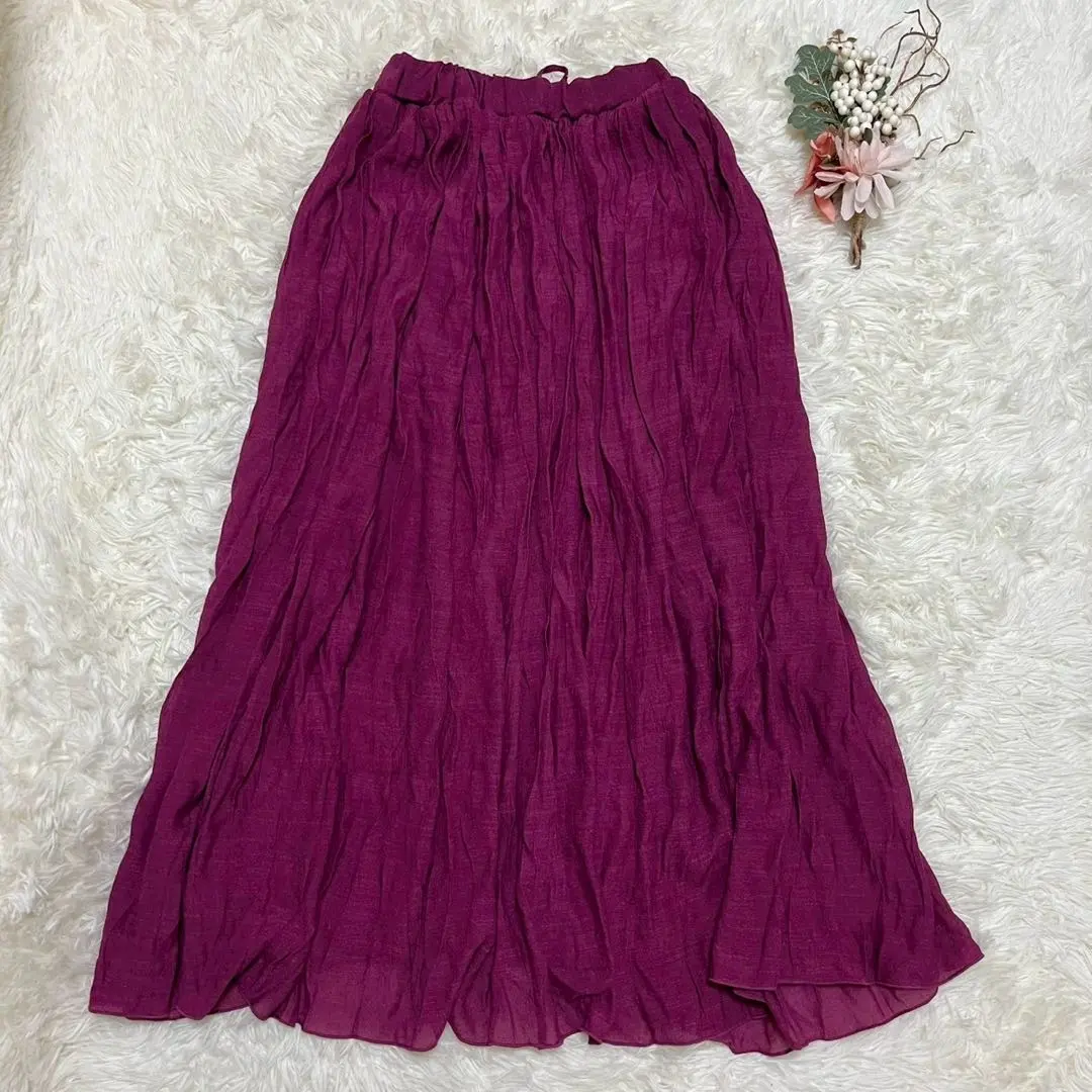 Thumbnail of Re:EDIT (S) Flare Long Skirt, Elastic Waist, Wrinkle Finish