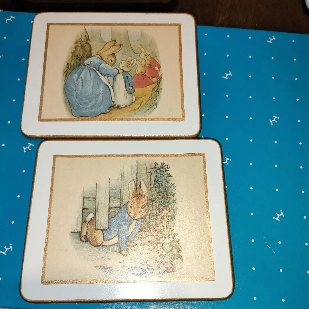 彼得兔★比翠絲·波特 兩枚杯墊合售 未使用 英國製 的縮圖