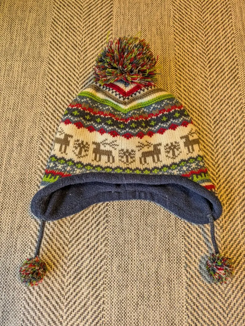 Thumbnail of Reindeer Pattern Knit Hat with Ear Flaps 42cm-44cm