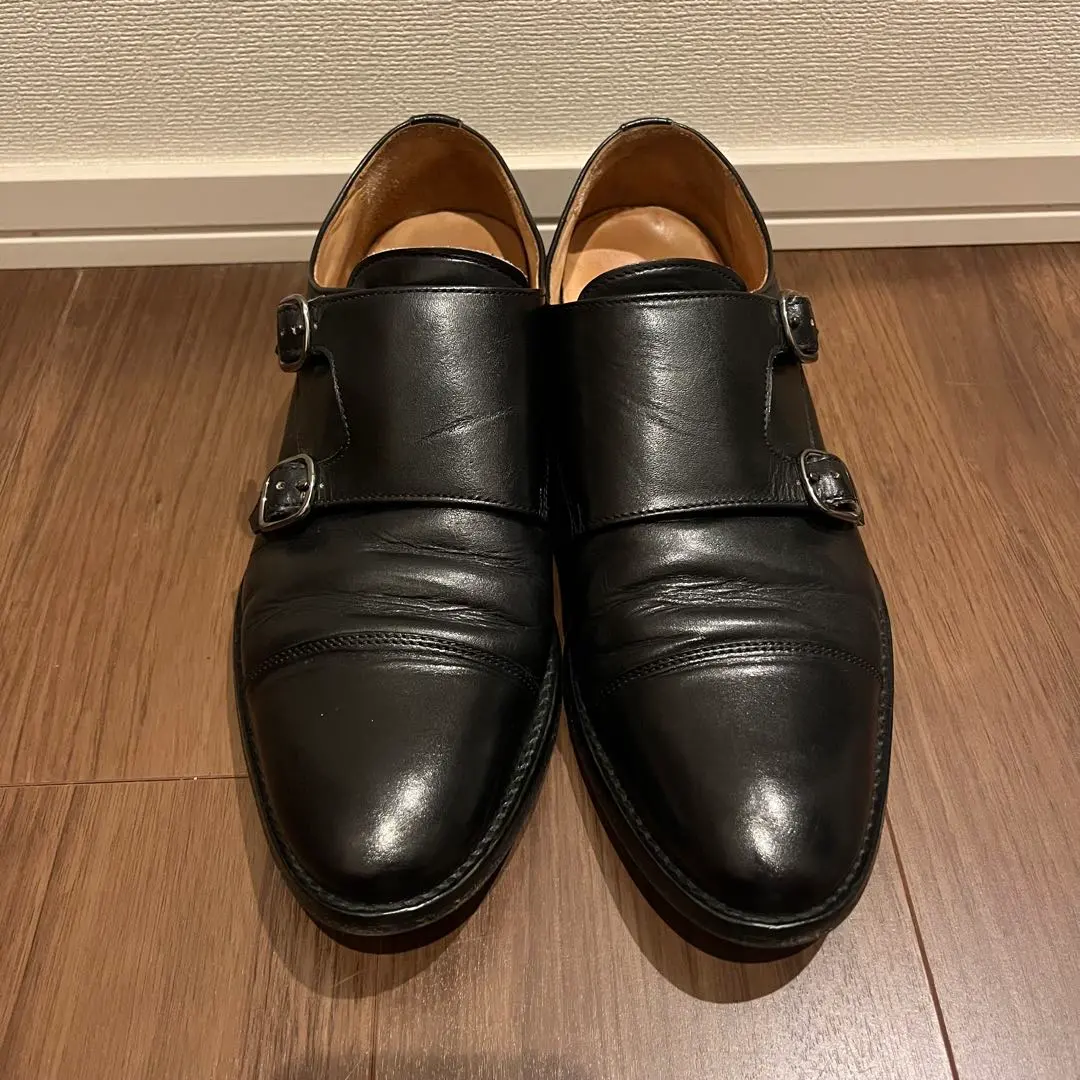 Thumbnail of 3DM Black Leather Double Monk Strap Shoes UK6
