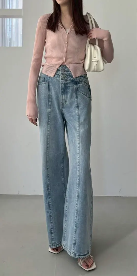 Thumbnail of FRAY I.D Asymmetrical Double Waist Wide Denim Pants