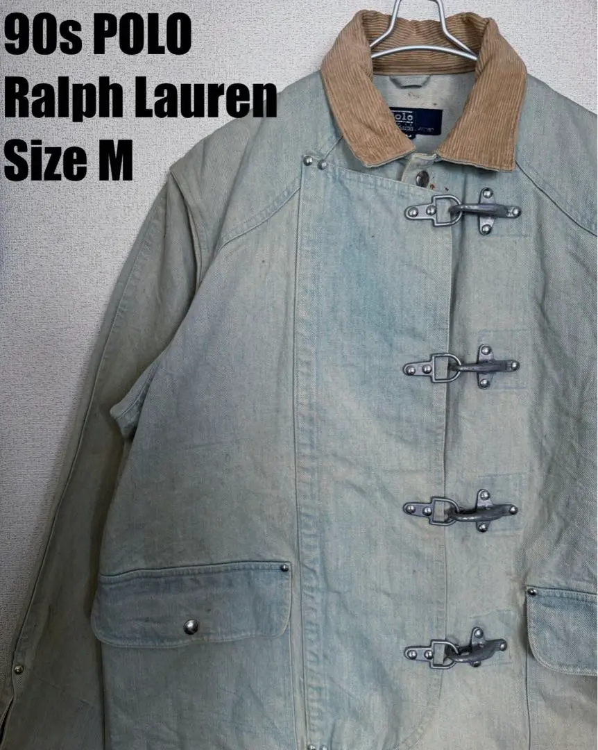 【希少】ラルフローレン 90s ファイヤーマンジャケット ヒッコリーデニム 90s Polo By Ralph Lauren Fiarman Denim Jacket】90年代の名作