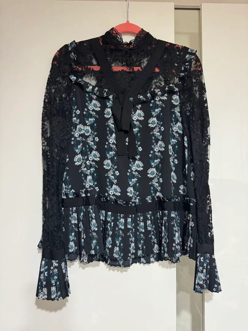 Erdem - Erdem アーデム ブラウス 38(S位) 緑x黒(レース) 【古着