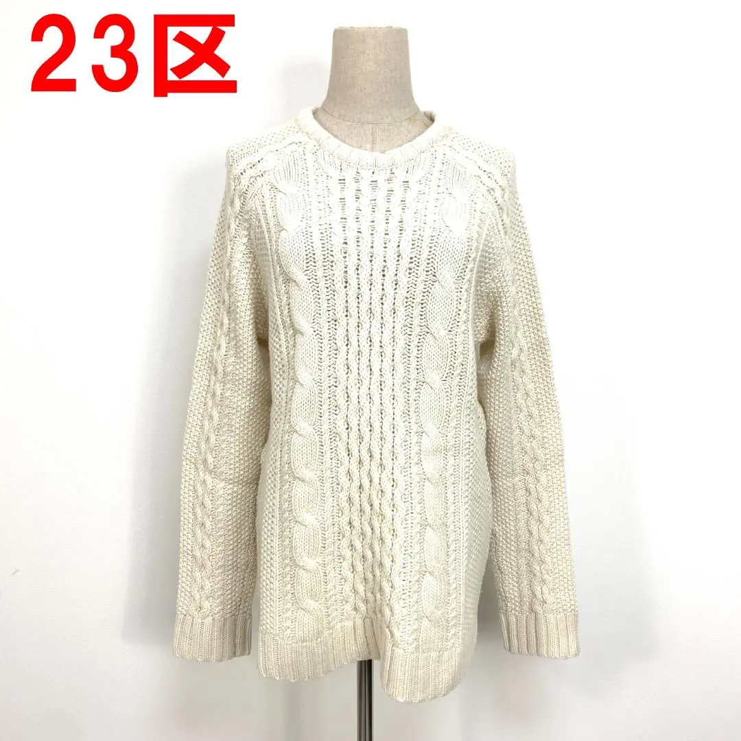 Thumbnail of A6868 23区 Long Sleeve Knit Sweater Cable Knit Wool White 38