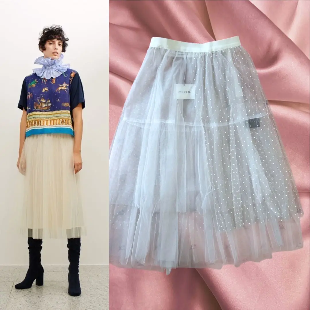 MUVEIL ミュベール プリーツスカート チュール 楽天市場】【MUVEIL】 チュールフリルスカート ミュベール Skirt