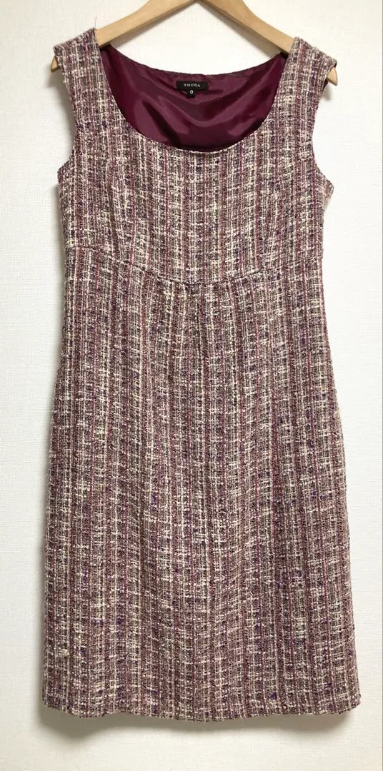 Thumbnail of TOCCA Knee-length Sleeveless Tweed Dress 0 Purple Pink YK0565