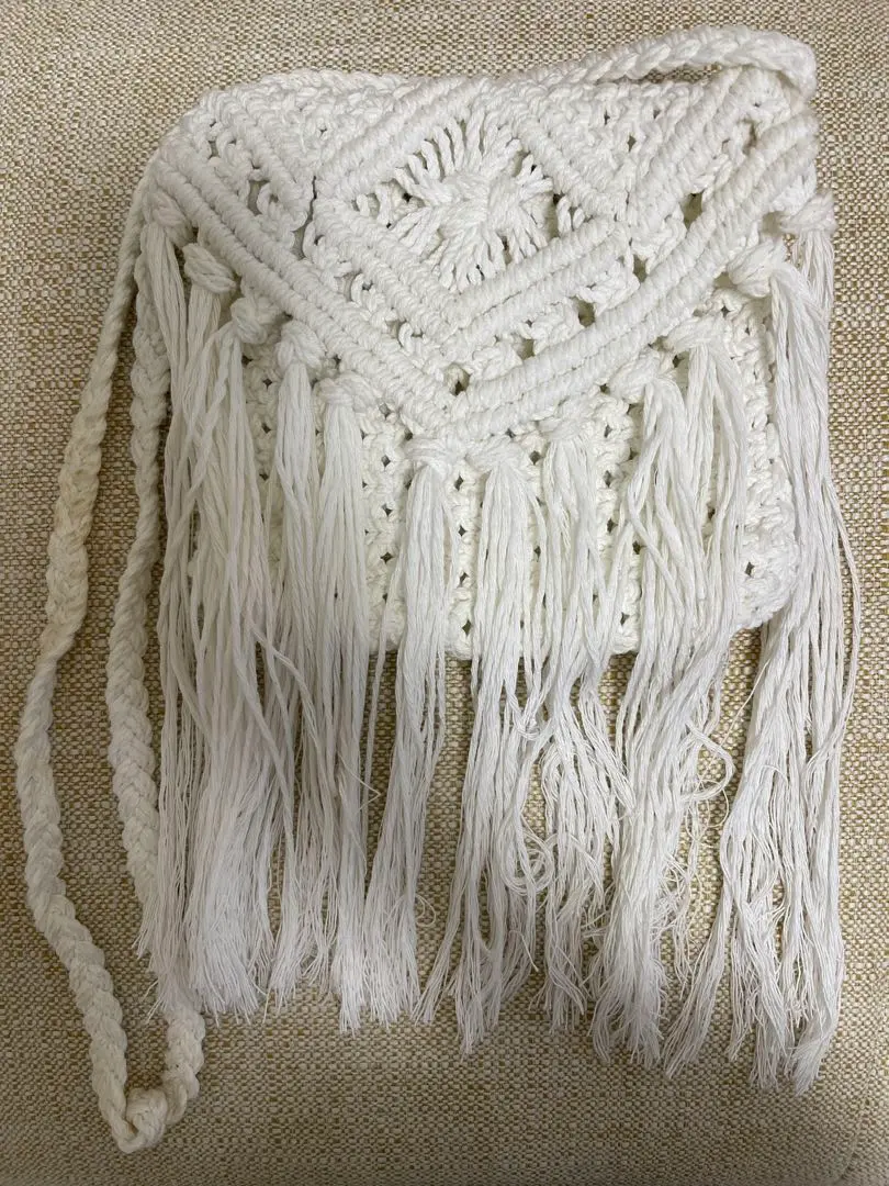 Thumbnail of Macrame fringe shoulder bag, mini bag, pochette, cute even when hung on the wall