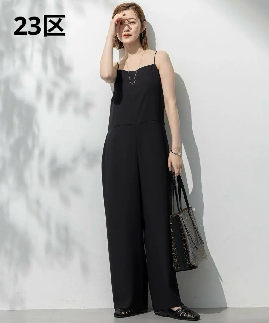 Thumbnail of 23区 All-in-One Stretch Wide Pants Linen Blend Black 3L
