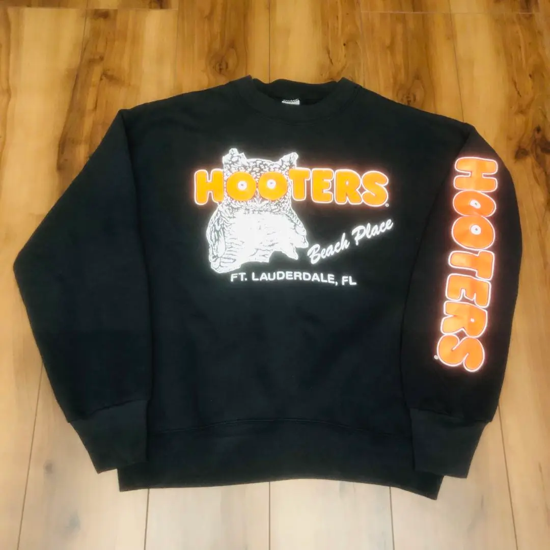 ビンテージスウェットHooters スキー チーム トレーナー80s フーターズ 古着 80s USA製 HOOTERS フクロウ レストラン 企業 スウェット