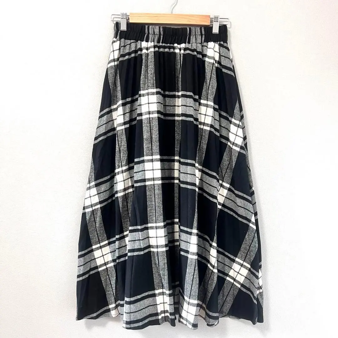 Thumbnail of ◉CHARM BERRY TIC Long Gathered Skirt Check Pattern M Black x White