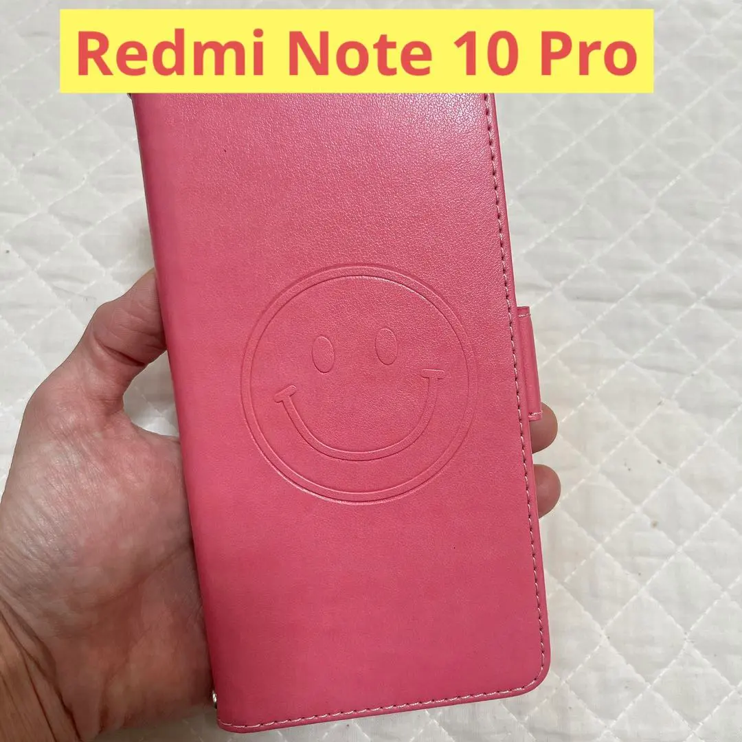Thumbnail of Redmi Note 10 Pro Case, Pink, Folio Cover, Smiley Face