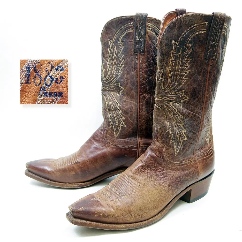 29cm相当　ルケーシー　ヴィンテージ　ウエスタンブーツ　ブラウン メンズ ウェスタンブーツ Lucchese（ルケーシー