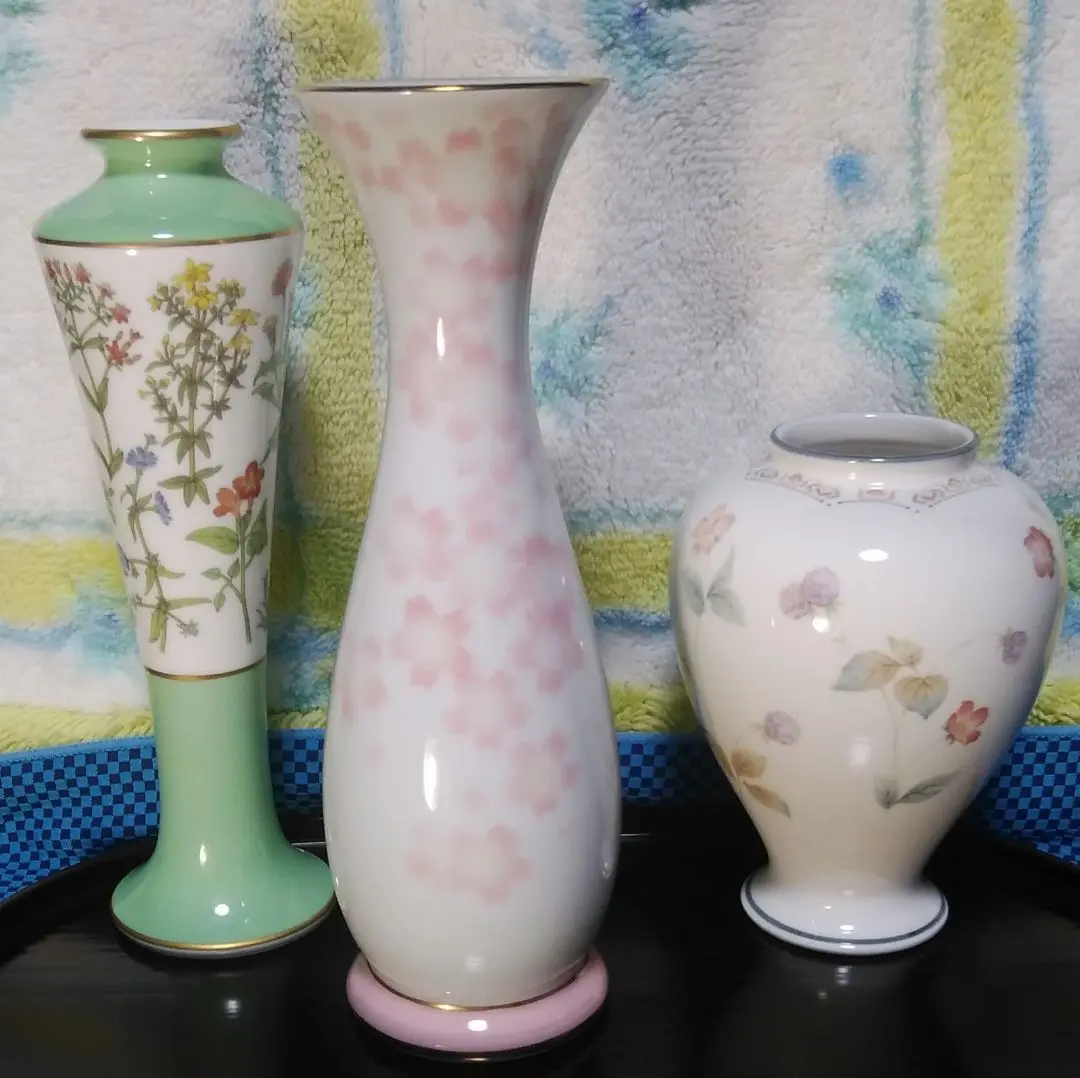 深川製磁 花瓶 桜と小鳥 38㎝ 深川製磁 花瓶 桜と小鳥 38㎝