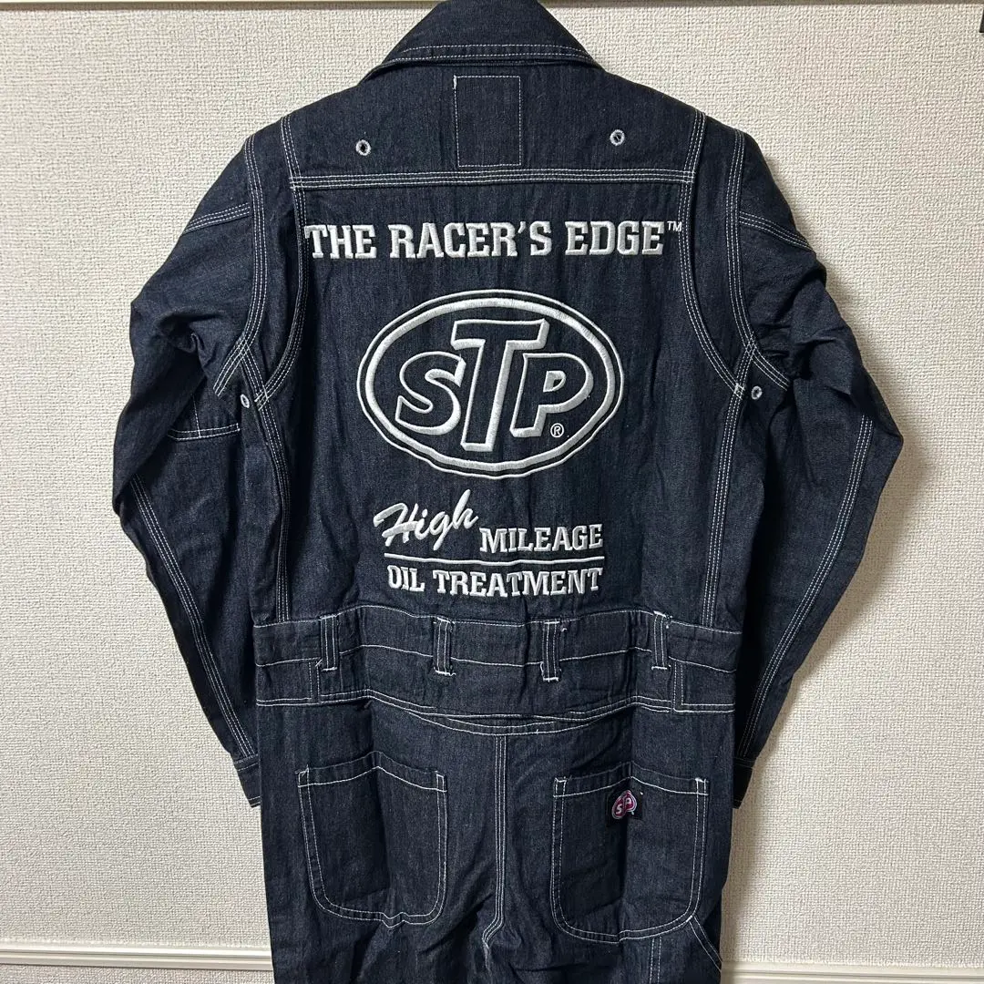 *【新品】STP 刺繍ロゴ デニムカバーオール 長袖ツナギ* STP（エスティーピー）刺繍ロゴ デニムカバーオール 長袖ツナギ
