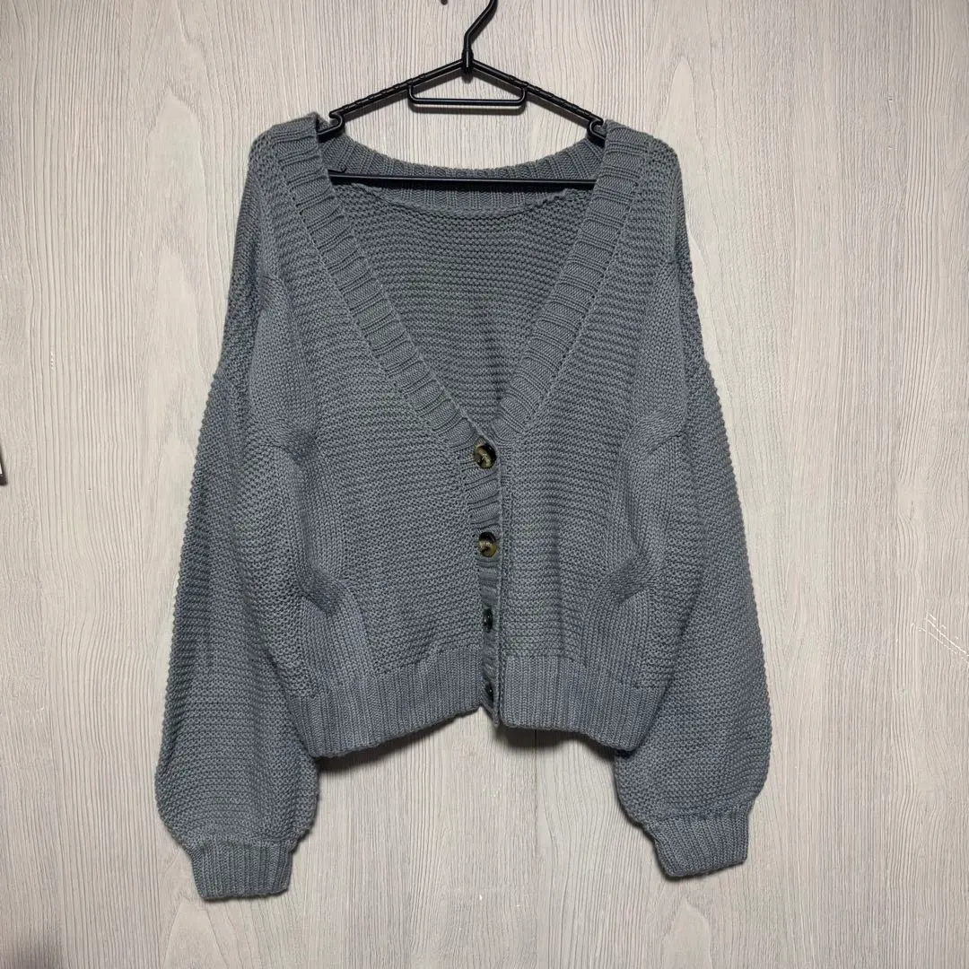 Thumbnail of Gray Button-Up Cropped Cardigan