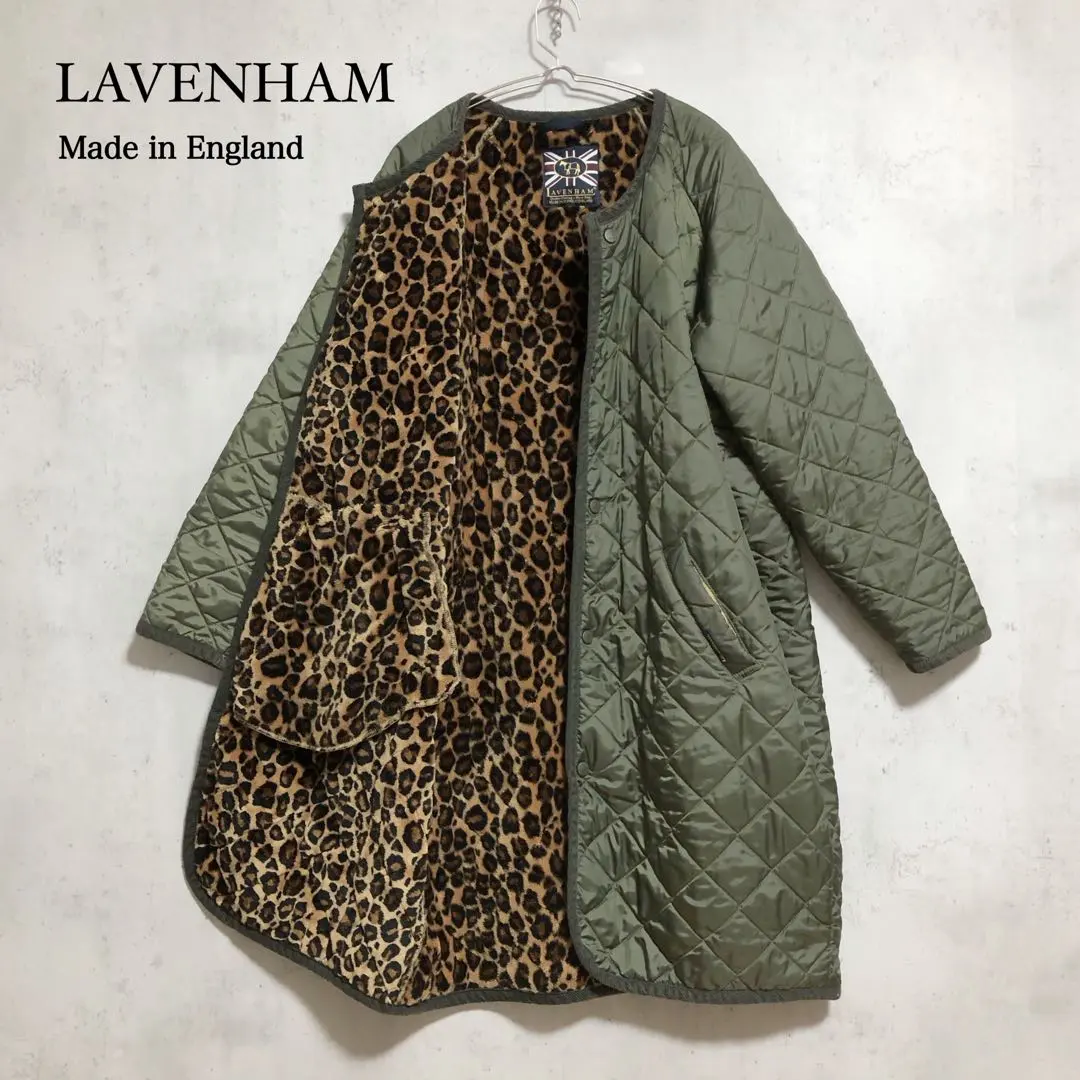 Thumbnail of Lavenham Quilted Coat, Khaki Leopard, Size 38