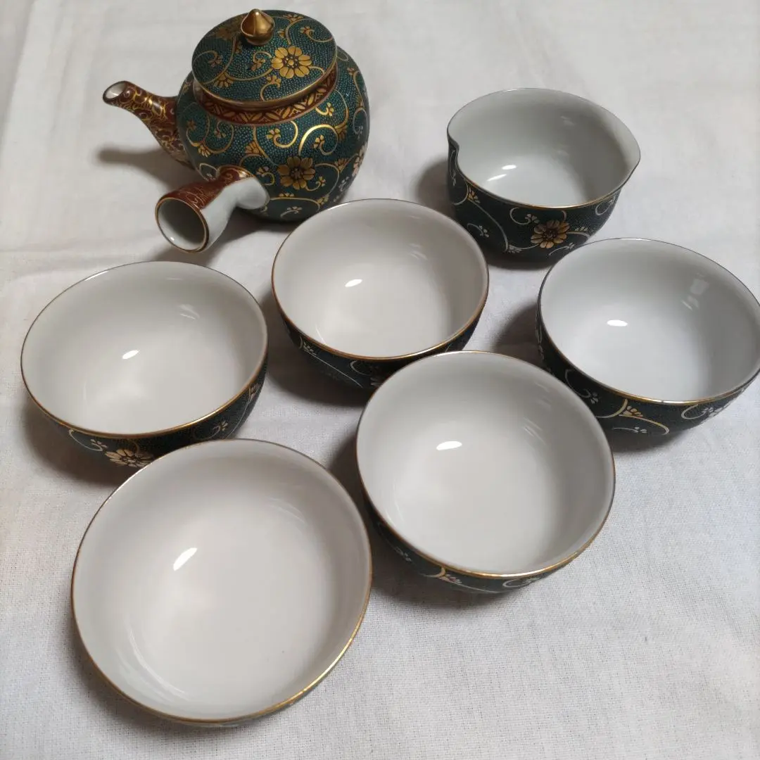 Thumbnail of Kutani ware, Ryuzan Nakata, tea set, blue grain arabesque