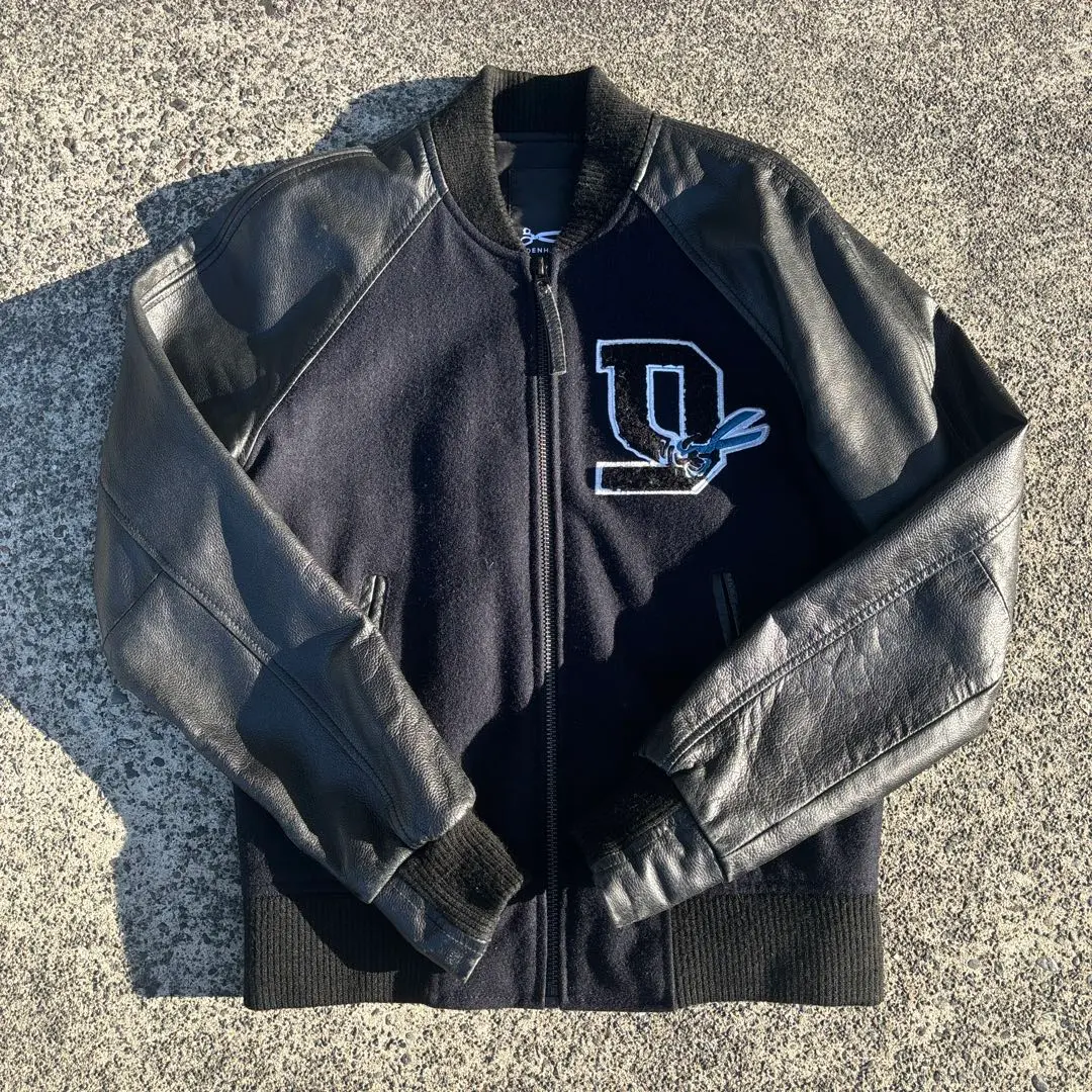 DENHAM ブラック スタジャン DENHAM デンハム スタジャン ウール混 ラムレザー ブラック 黒