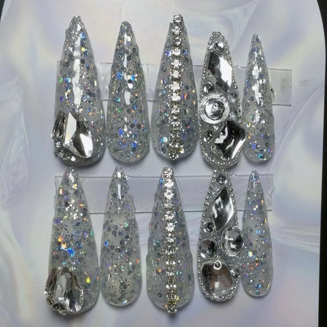 Thumbnail of Korean Gyaru Nail Tips, Nails, Long, Jirai-kei, Ryousan-gata, Y2K, Wang Hong