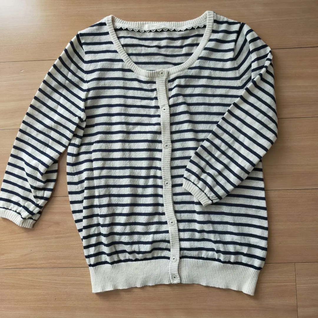 Thumbnail of Women's 3/4 Sleeve Striped Cardigan