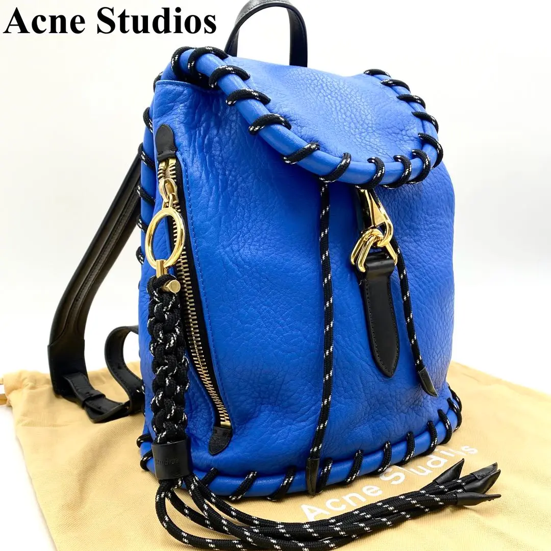 オールレザー✨ロープスタイル✨AcneStudios リュック ブラック シボ革 オールレザー✨ロープスタイル✨AcneStudios リュック ブラック