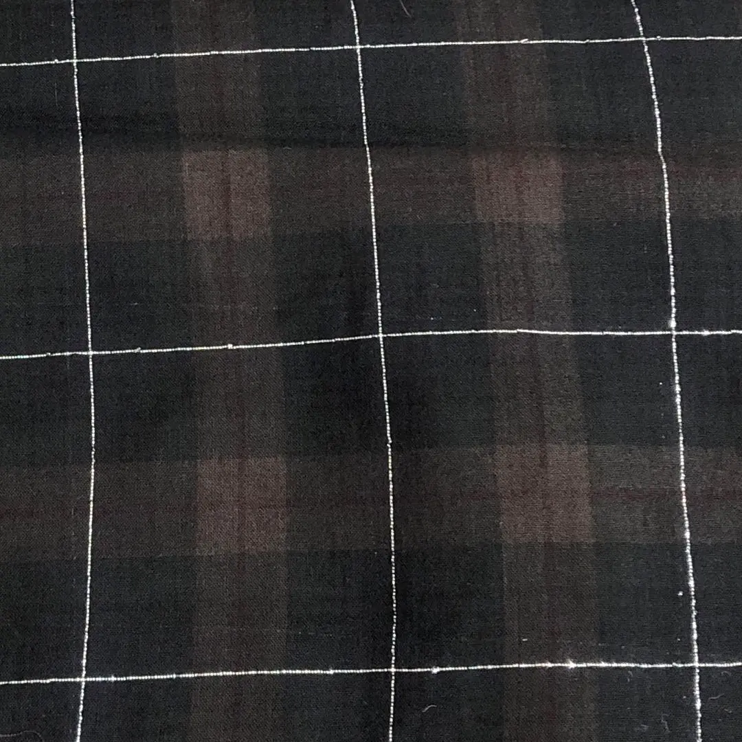 Thumbnail of Brown and silver thread check fabric