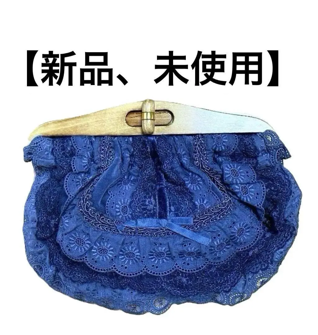 【新品】手拿包 總蕾絲 木製提手 手提包 的縮圖