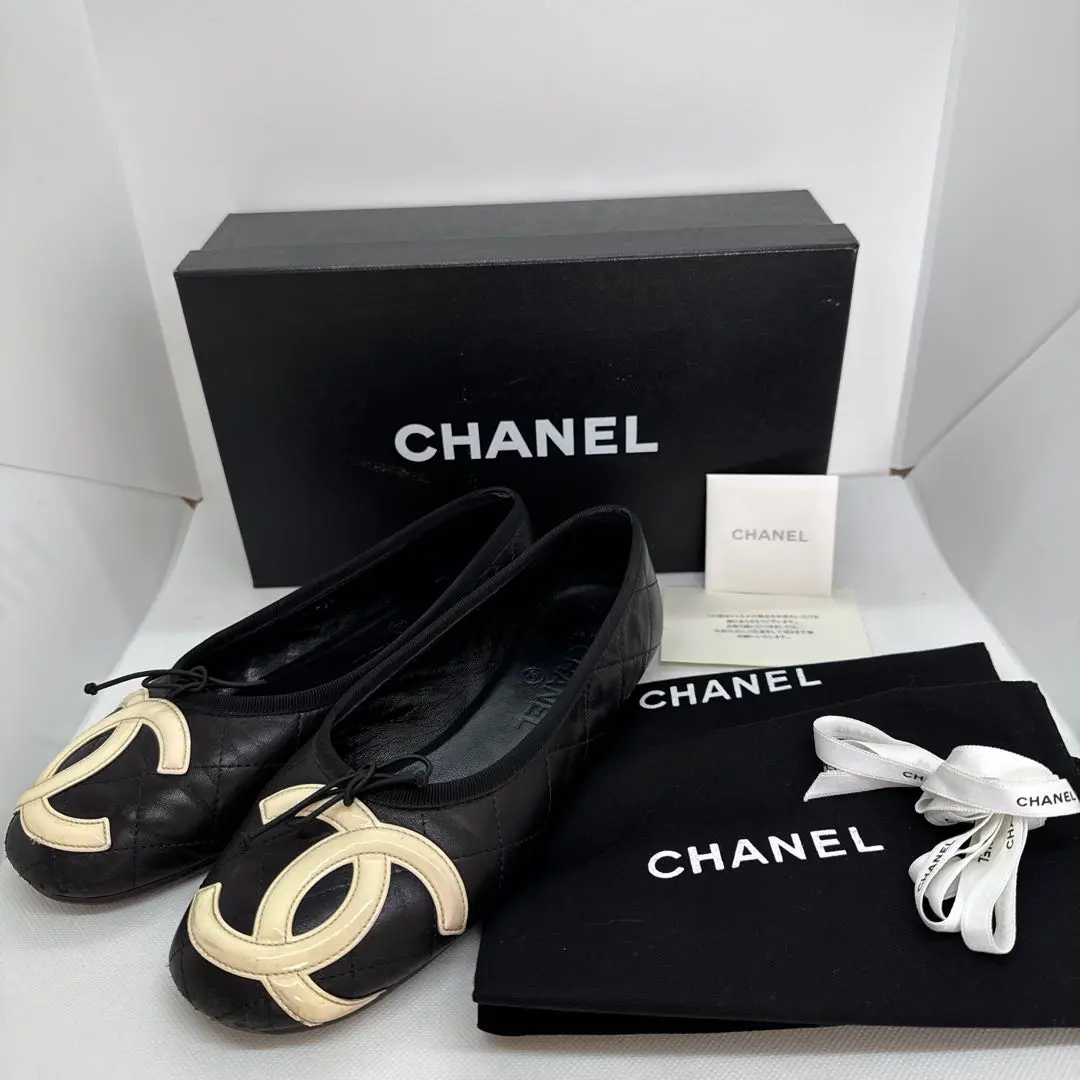 ★CHANEL シャネル　カンボンライン　黒　フラットシューズ ☆CHANEL シャネル カンボンライン 黒 フラットシューズ