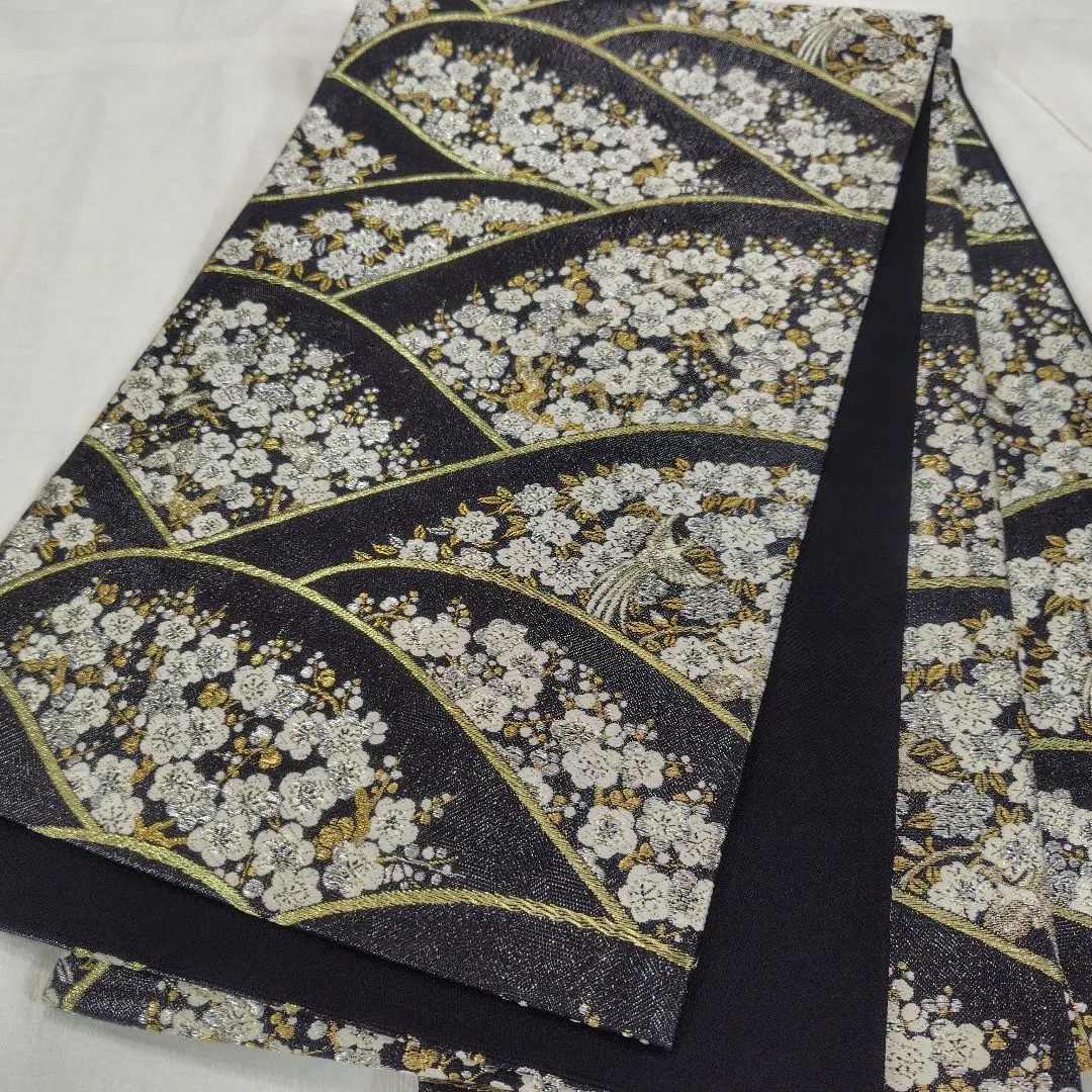Thumbnail of Plum Blossom, Black Ground, Formal Silk Fukuro Obi, Seijinshiki (Coming-of-Age Ceremony), Wedding, l108