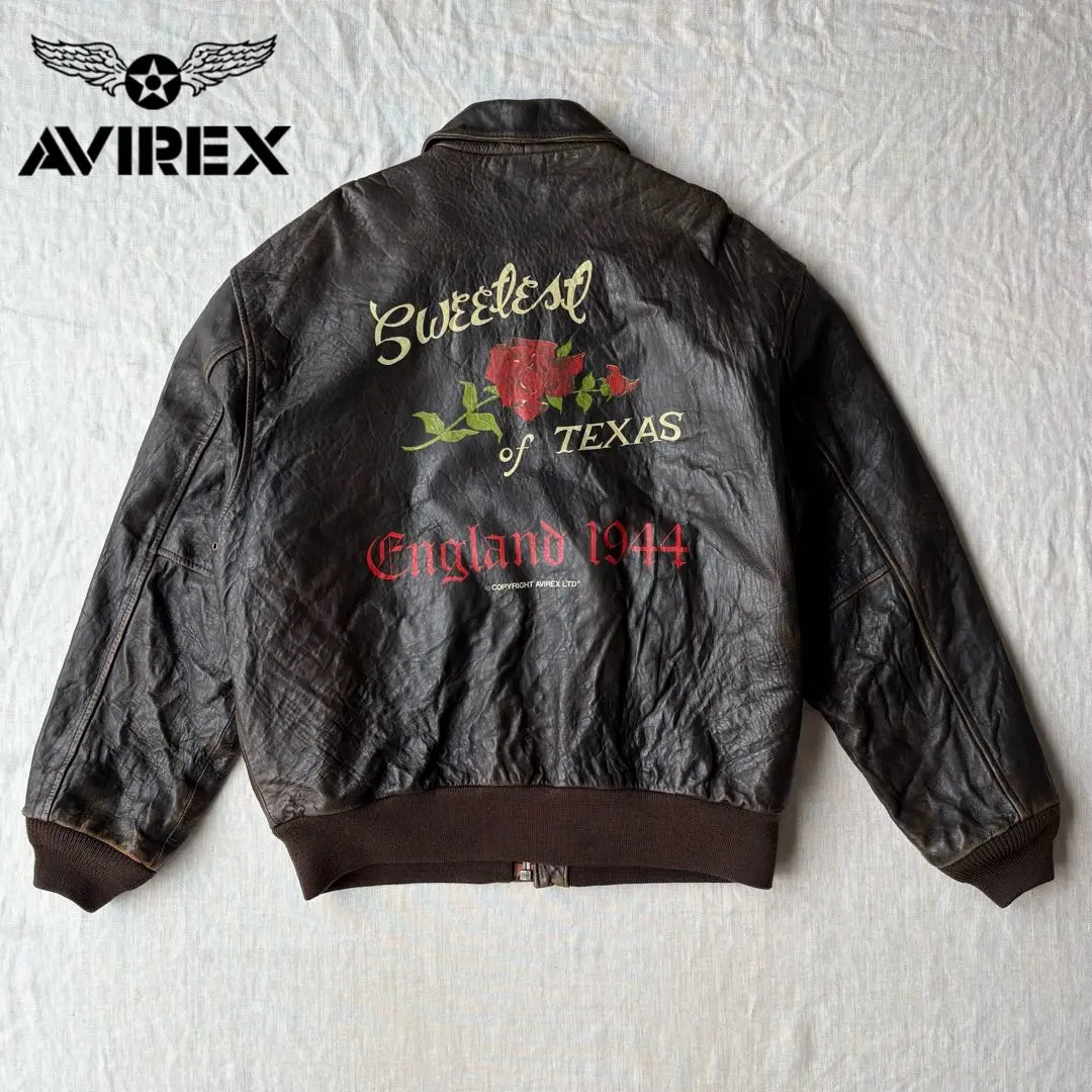 美品/希少✨AVIREX フライトジャケット　A-2 羊革　ワッペン　薔薇 美品/希少✨AVIREX フライトジャケット A-2 羊革 ワッペン 薔薇