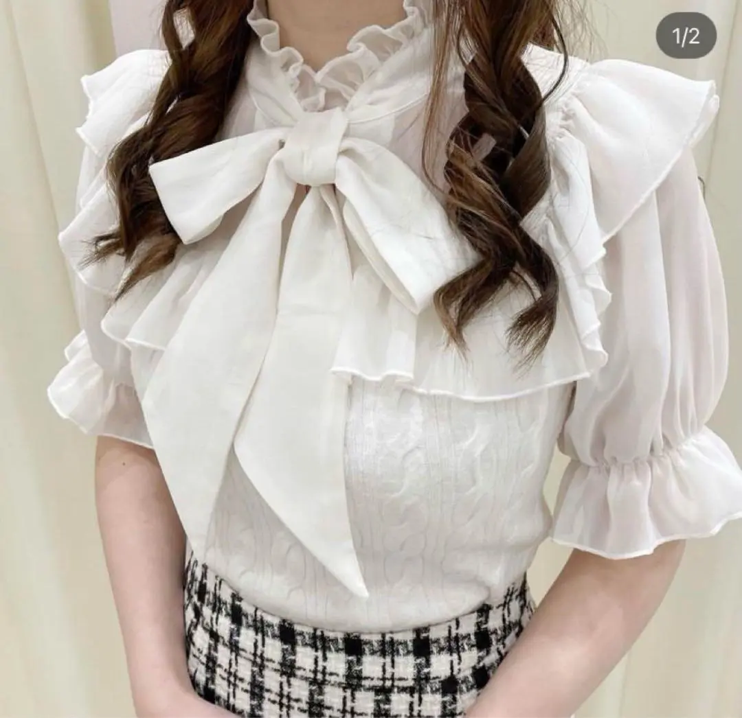 Thumbnail of evelyn Chiffon Ribbon Knit Short Sleeve