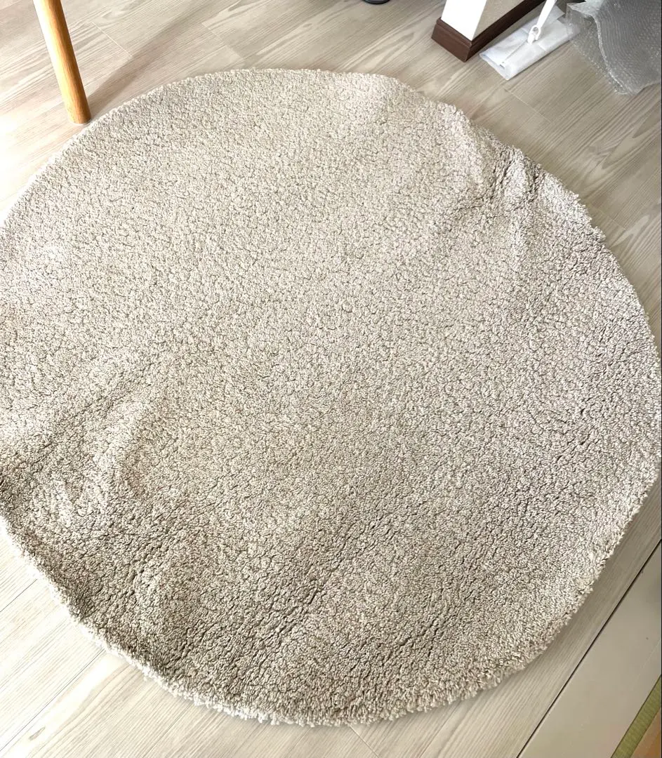 IKEA ADUM 円形ラグ 直径195 ベージュ ポリエステル製　サークルラグ IKEAの円形ラグマットÅDUMで可愛くオシャレな北欧コーディネート