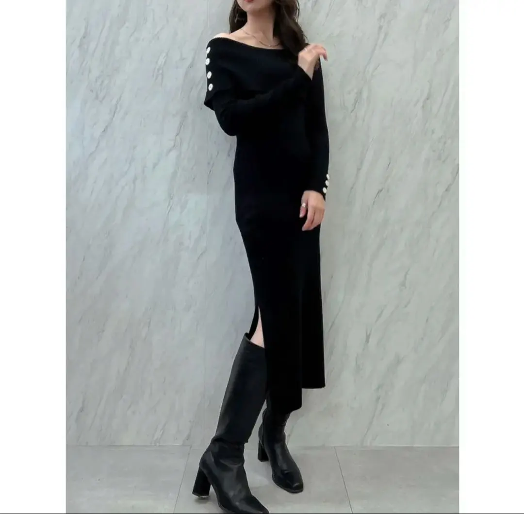 dazzlin 達茲琳 單肩 鈕扣 美人魚 連衣裙 的縮圖