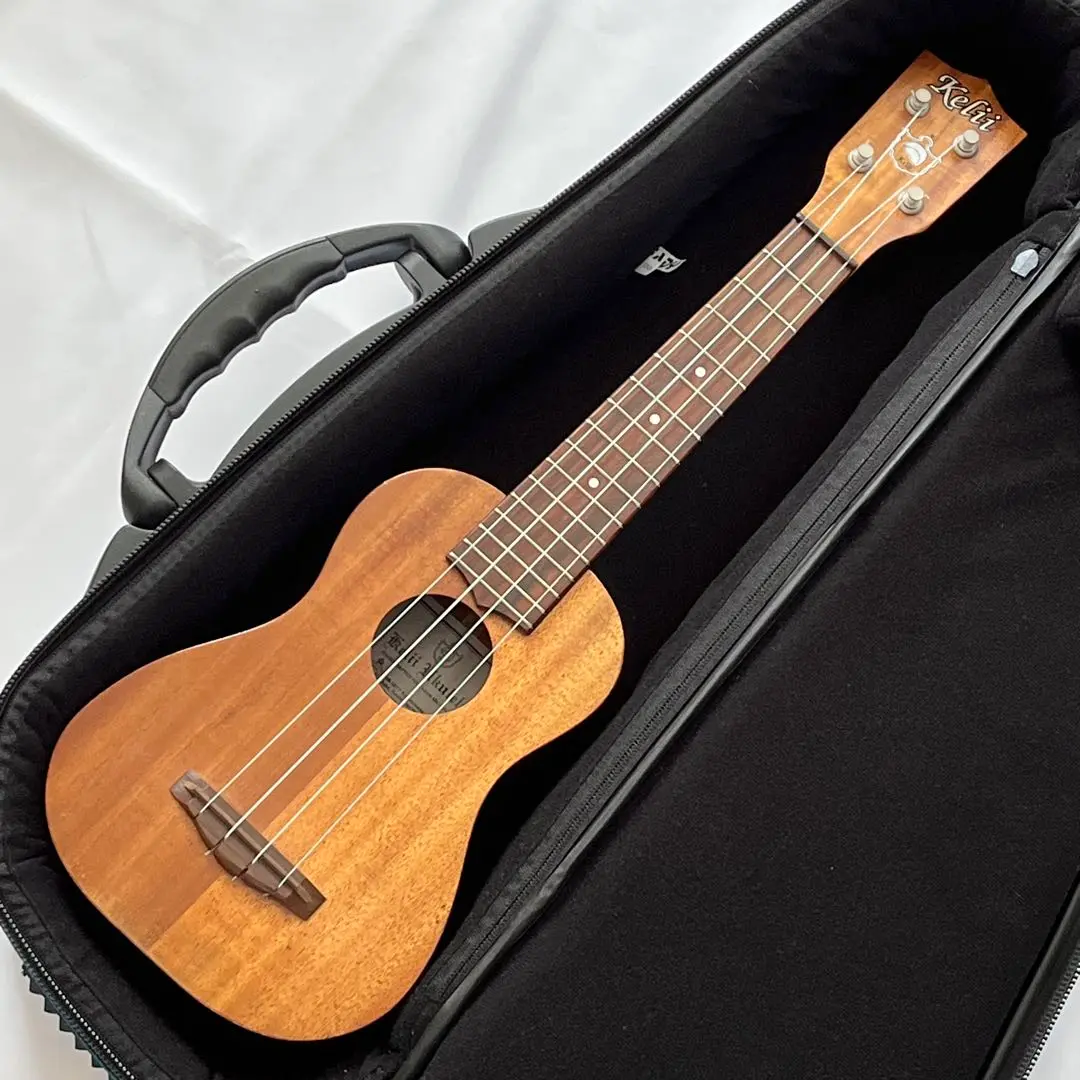 貴重【KELLI工房製】MANA ソプラノウクレレハワイ製+高級セミハードケース 中古 調整済 Kelii ソプラノウクレレ S-G ハードケース付
