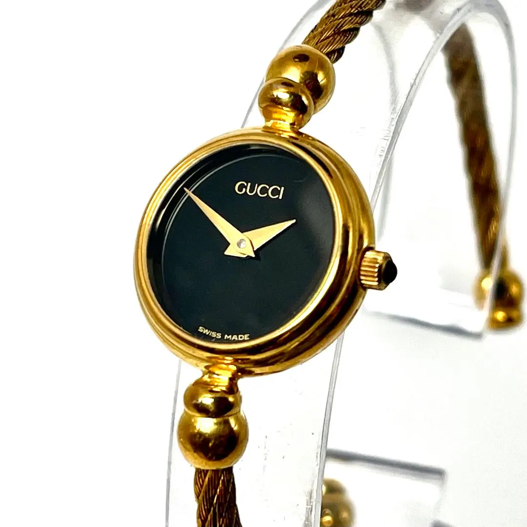 Thumbnail of [Working] GUCCI Gucci 2700.2L Bangle Watch Gold Black Dial