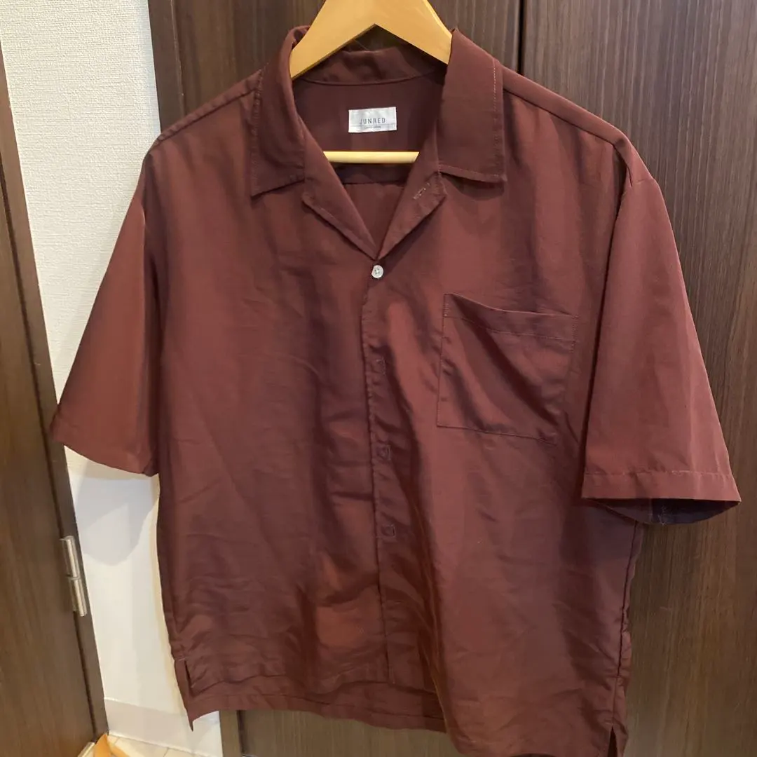 Thumbnail of JUNRED Open Collar Shirt, Brown, Short Sleeve