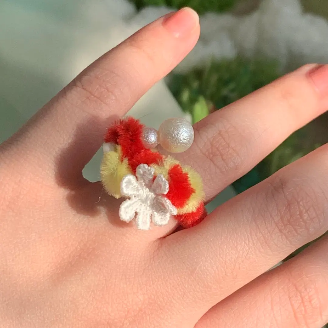 ☀️夏⑤煙火☀️ 手作蓬鬆戒指｜夢幻可愛蓬鬆戒指 的縮圖